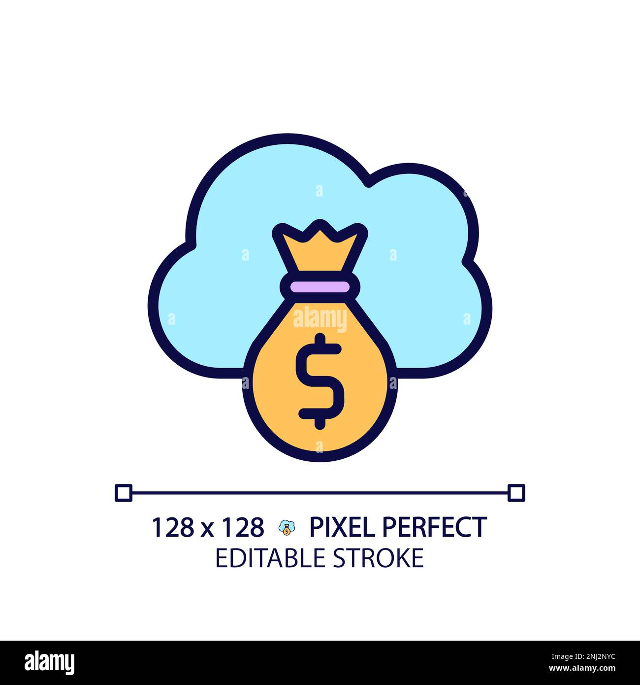 Cloud service cost pixel perfect RGB color icon Stock Vector Image ...