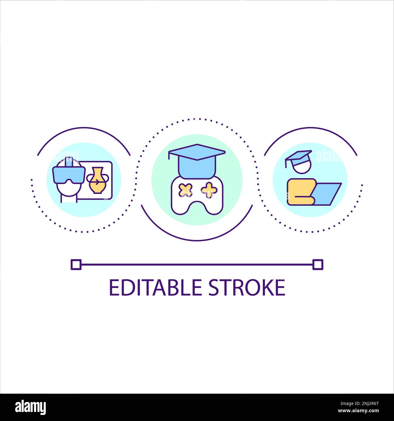 VR technology in learning loop concept icon Stock Vector