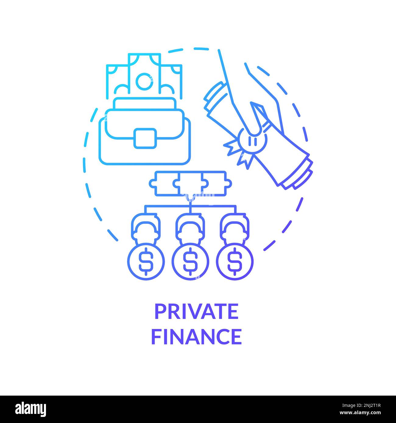 Private finance blue gradient concept icon Stock Vector