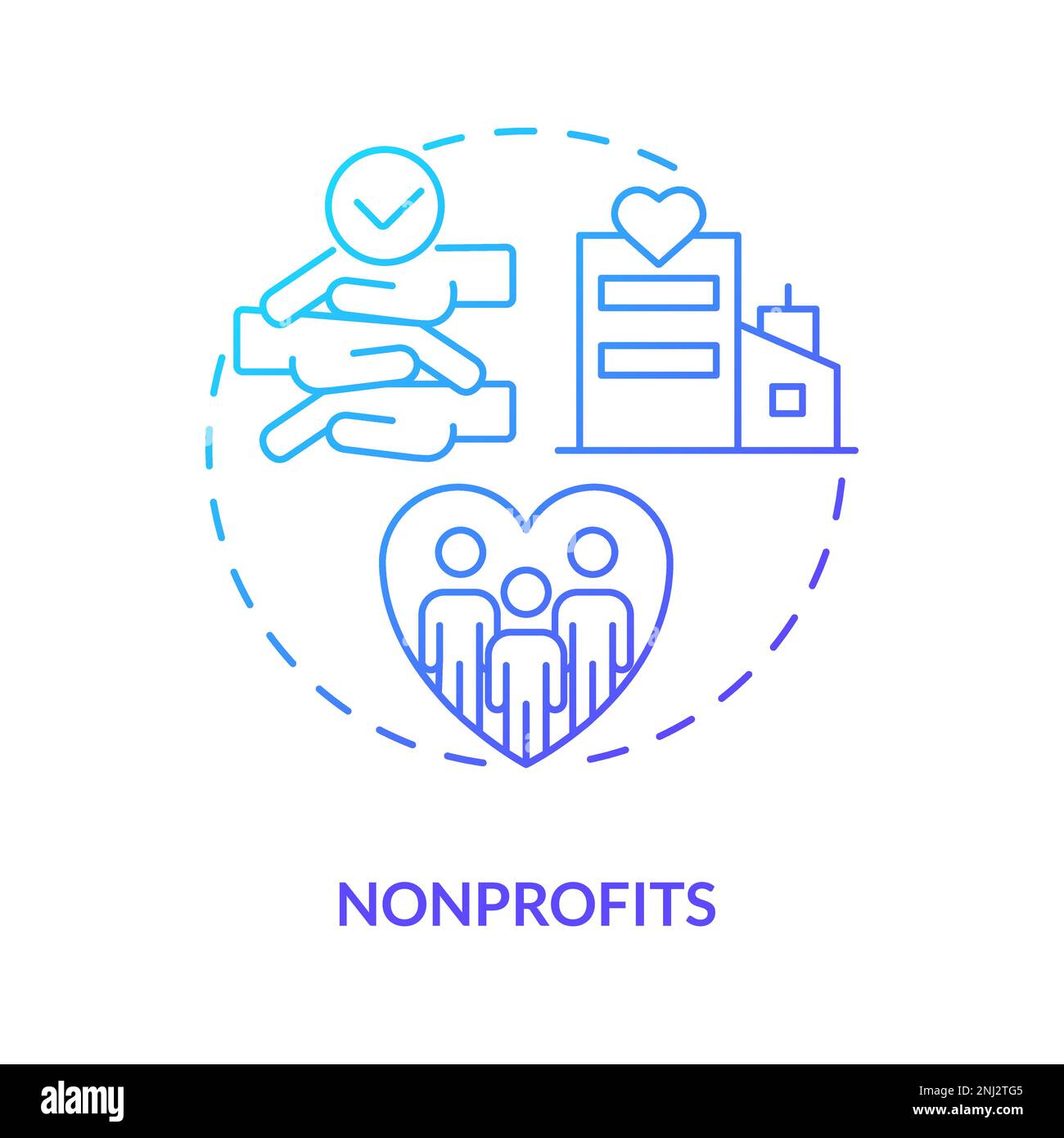 Nonprofits blue gradient concept icon Stock Vector
