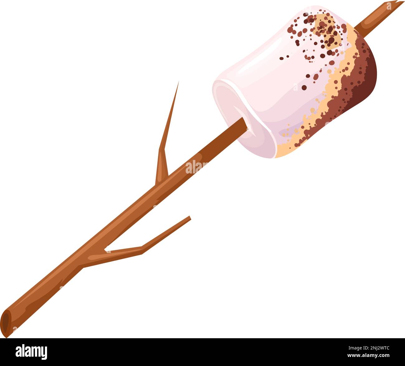 marshmallow stick cartoon vector illustration color sign Stock Vector