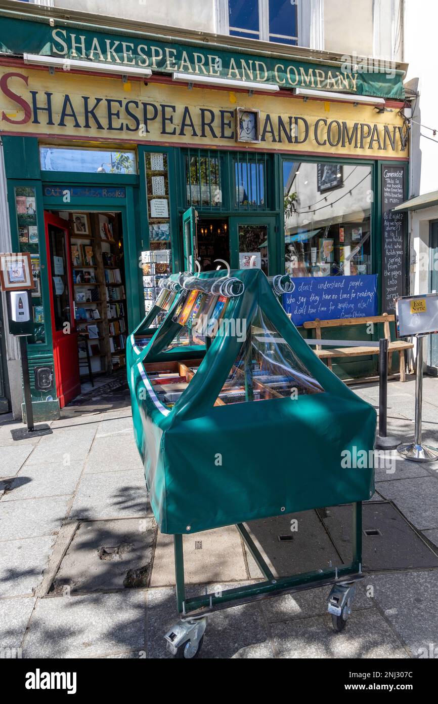 The Shakespeare and Company is a historic independent bookstore in central Paris with a rich literary legacy. Stock Photo