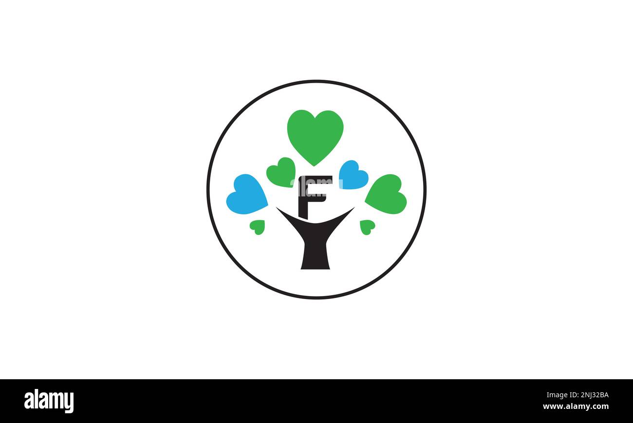 Heart sign tree. Heart symbol tree circle. Love tree logo symbol and happiness sign icon vector