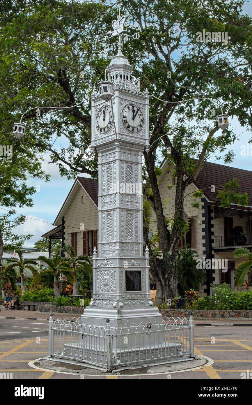 Victoria Clocktower, Victoria, Mahe Island, Seychelles Stock Photo