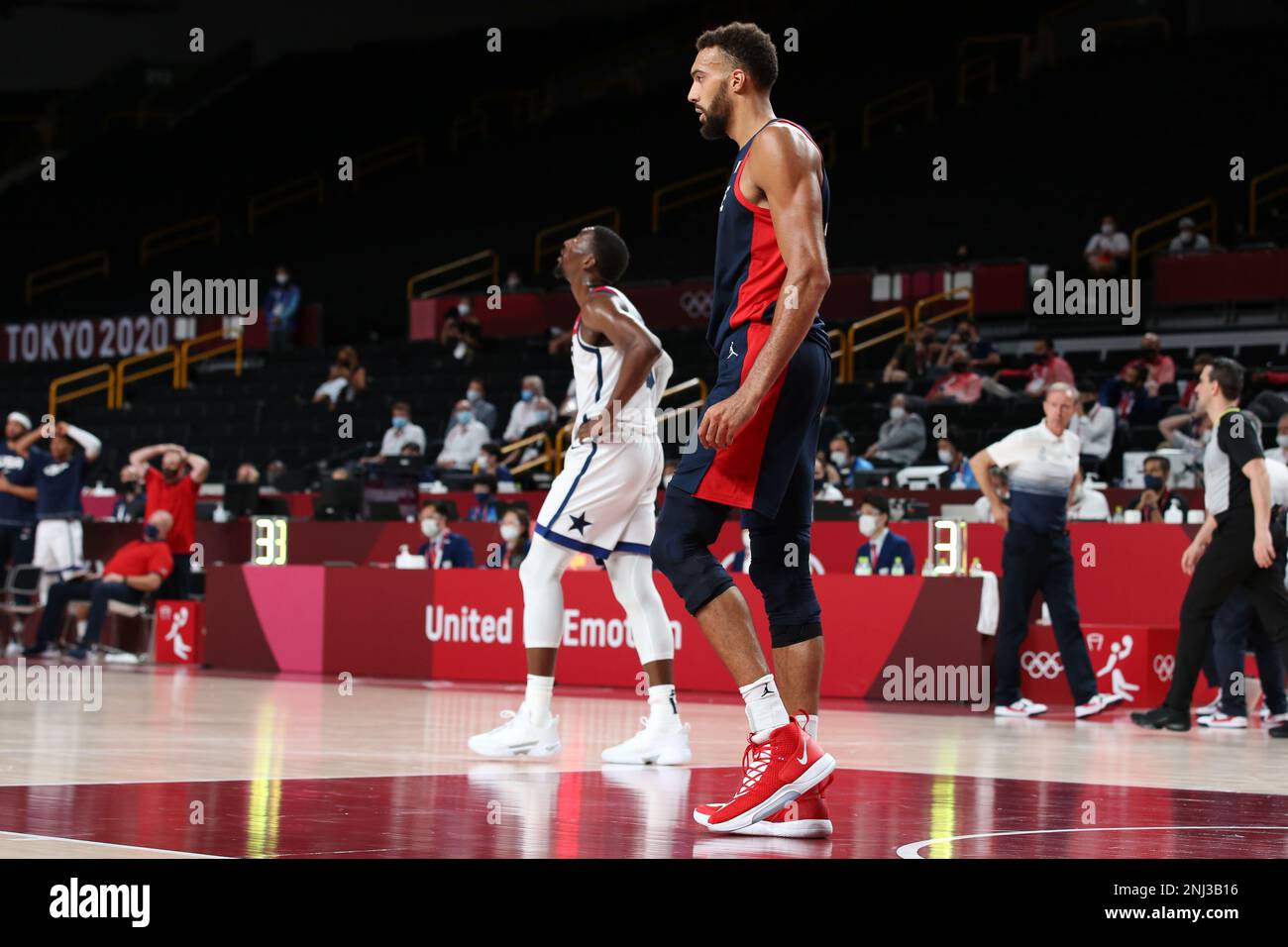 AUG 7, 2021 Rudy Gobert of France in the Men's Basketball Gold Medal Game at the Tokyo 2020