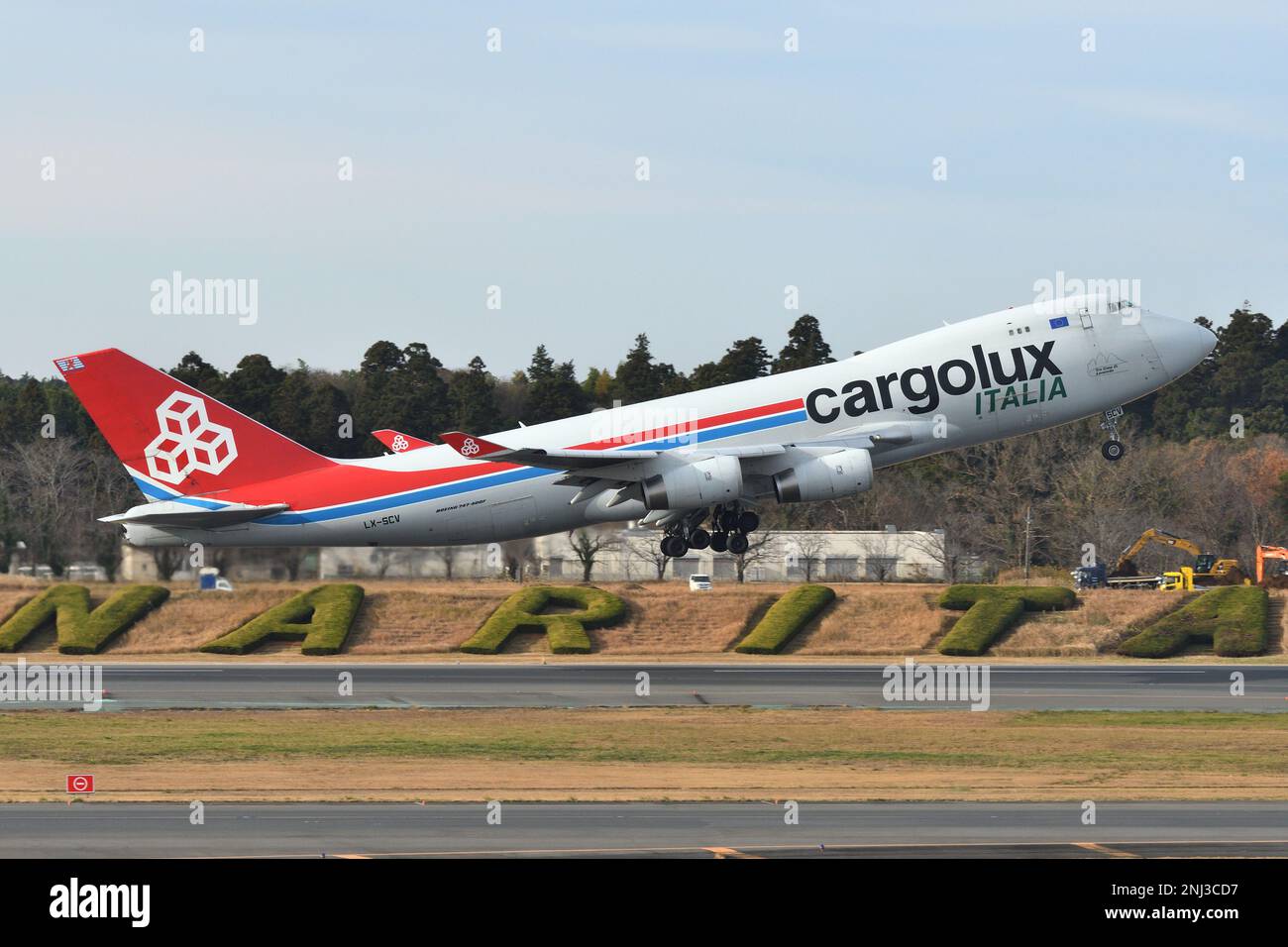 Chiba Prefecture, Japan - December 19, 2020: Cargolux Italia Boeing B747-400F (LX-SCV) freighter. Stock Photo