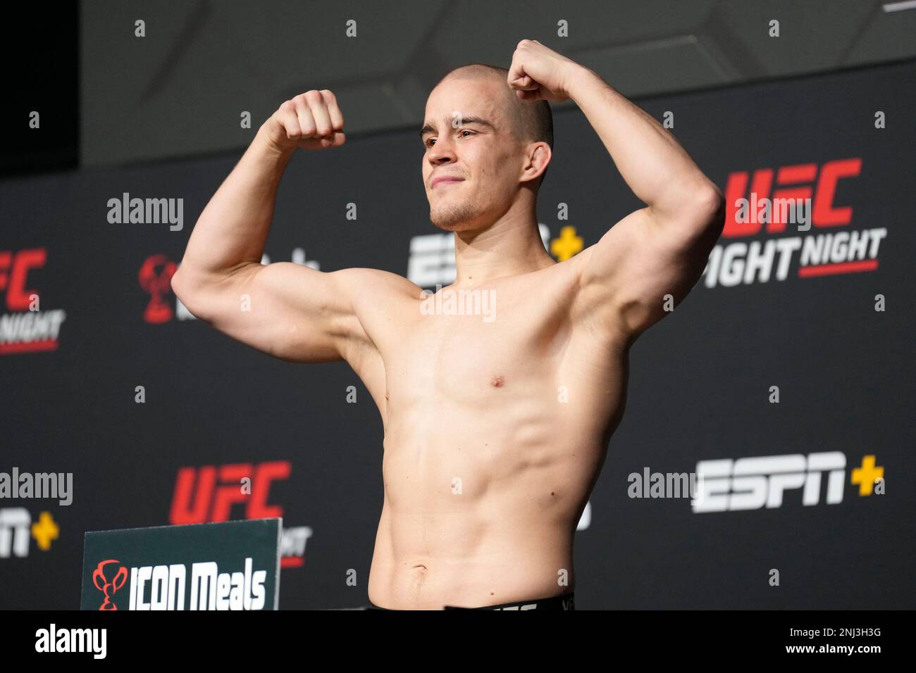 LAS VEGAS, NV - OCTOBER 14: Duško Todorović steps on the scale for the ...
