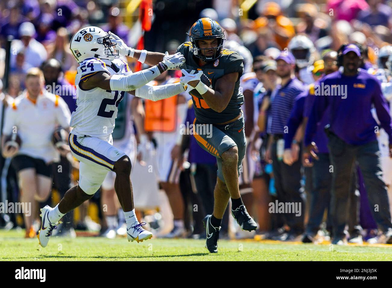 Tennessee wide receiver Bru McCoy (15) catches a pass during the