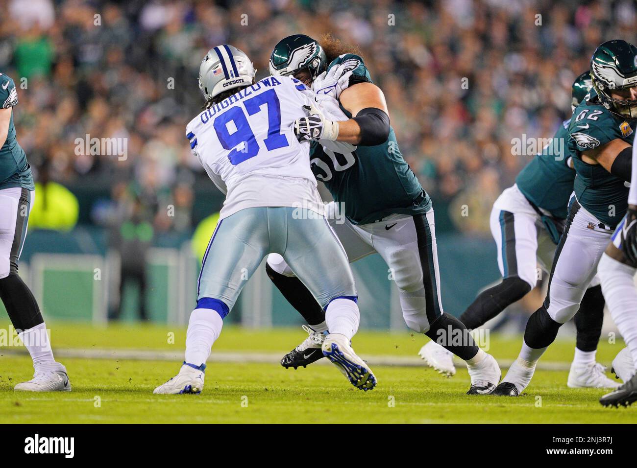 Dallas Cowboys defensive tackle Isaac Alarcon (60) is seen during the  second half of an NFL football game against the Las Vegas Raiders,  Saturday, Aug. 26, 2023, in Arlington, Texas. Dallas won