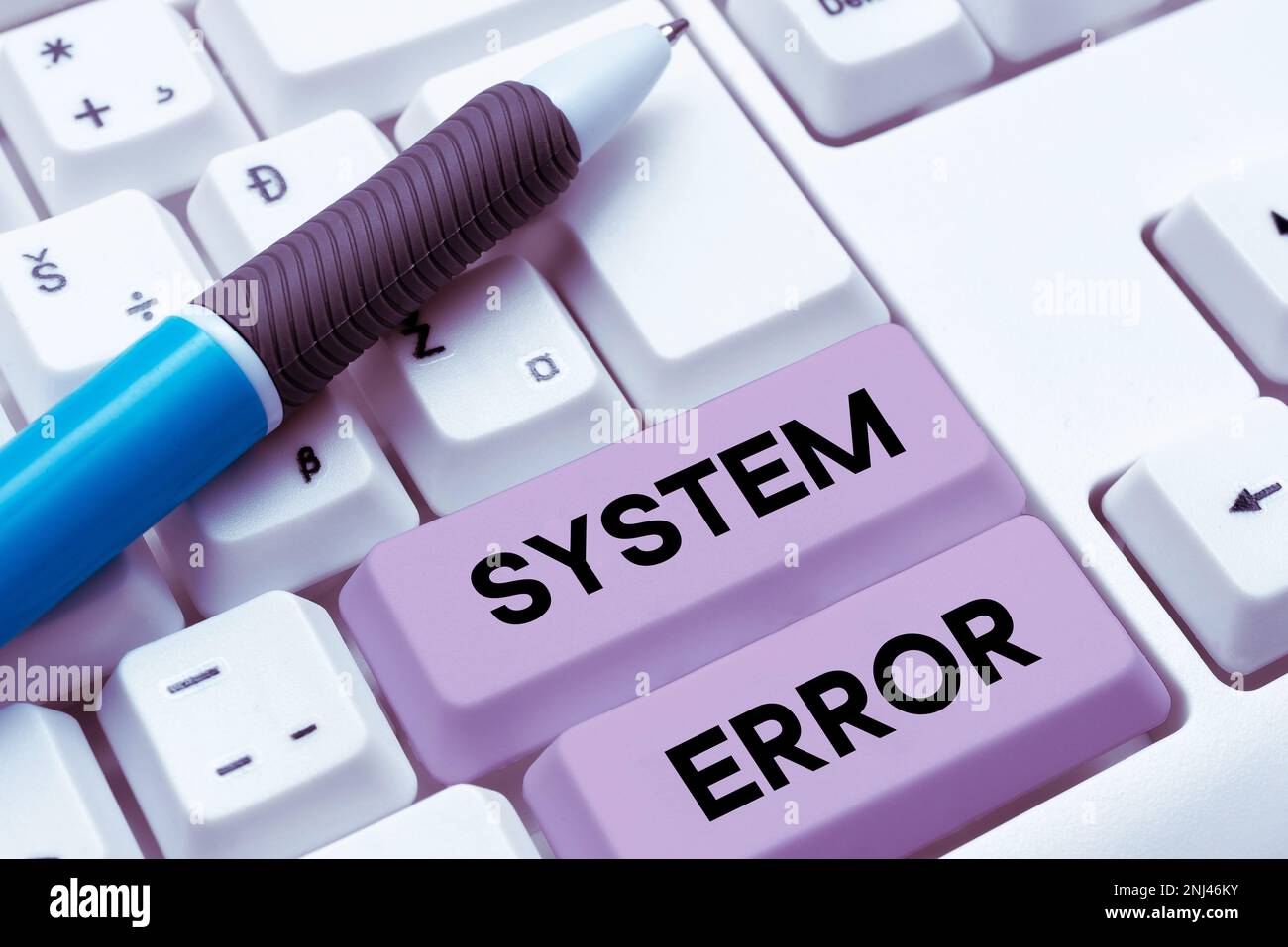 Hand writing sign System Error. Concept meaning Technological failure