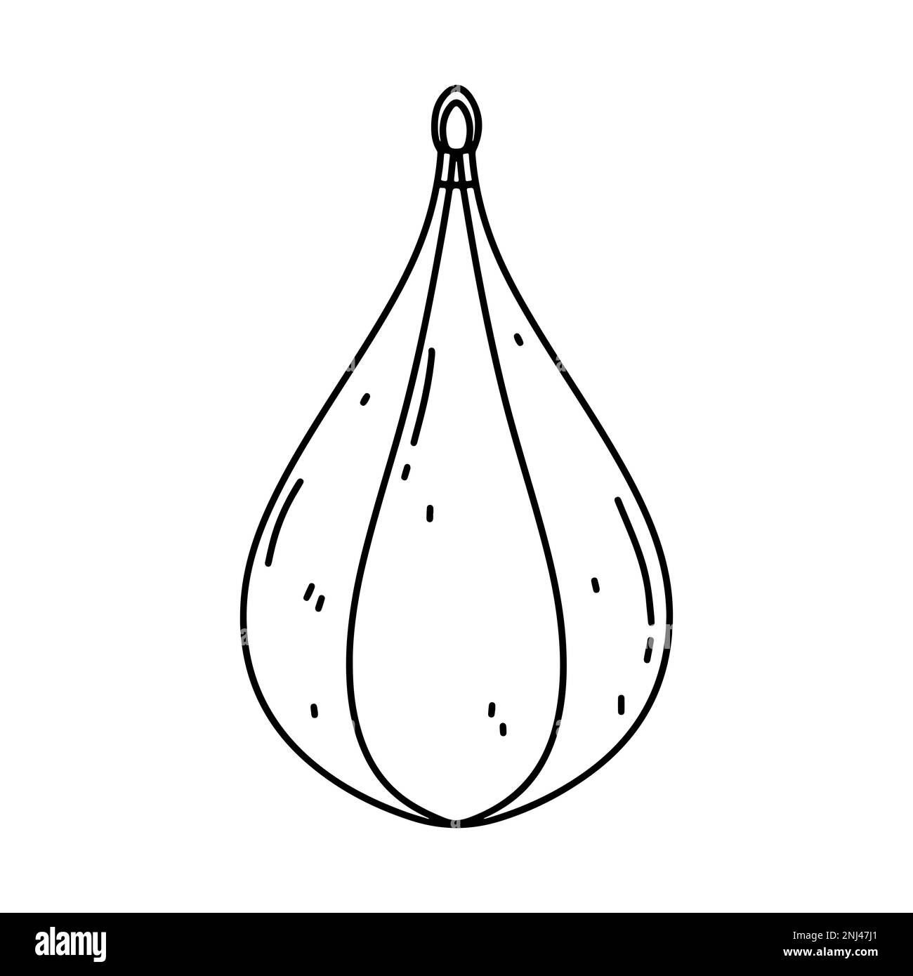 Punching bag in hand drawn doodle style. Boxing element. Vector