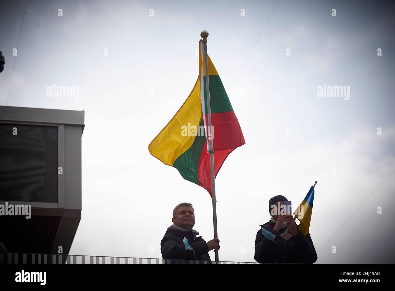 Lithuania Canadians showing solidarity with their fellow Ukrainian Canadians during a march Stock Photo