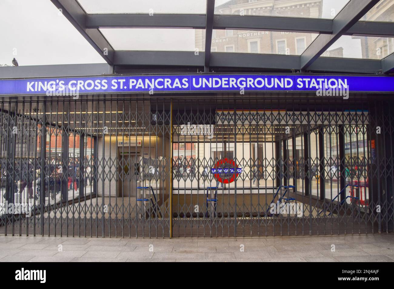 London, UK. 10th November 2022. Closed King's Cross St Pancras Underground Station as another