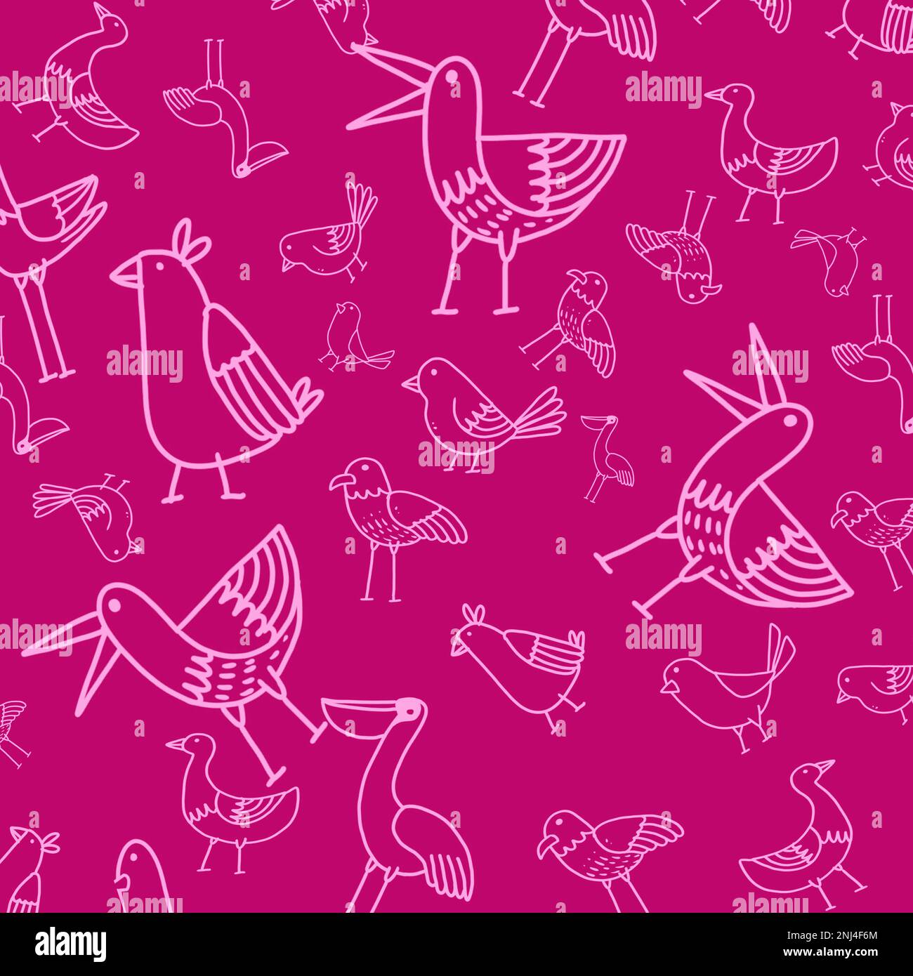Pink Wallpaper with Cute birds Stock Photo - Alamy