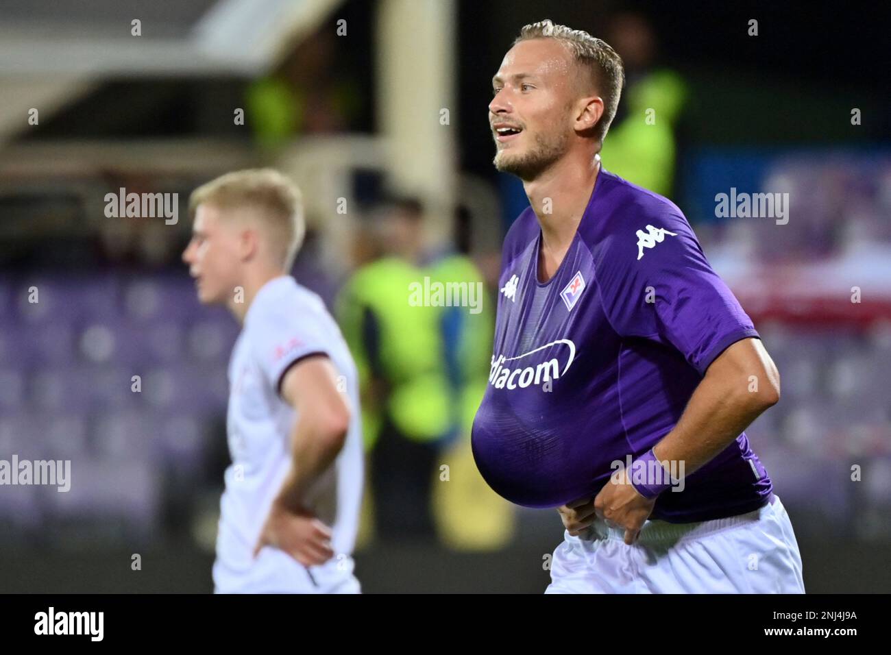 Fiorentina's Antonin Barak celebrates scoring during the Europa