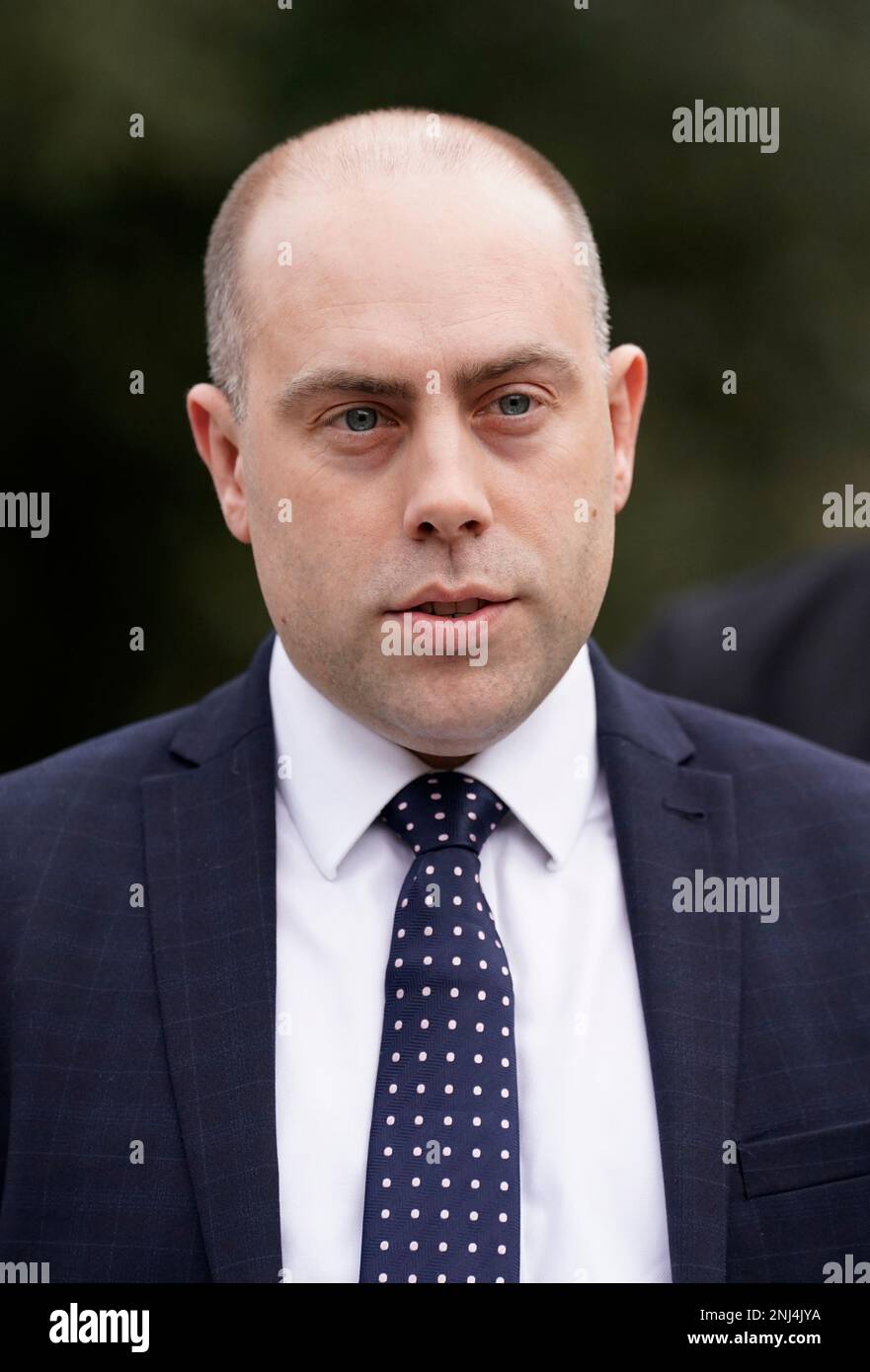 Hampshire Constabulary's DCI Rod Kenny reads a statement to the media outside Winchester Crown Court after Shaye Groves, 27, was sentenced to life with a minimum term of 23 years for the murder of 25-year-old Frankie Fitzgerald in Havant, Hampshire. Picture date: Wednesday February 22, 2023. Stock Photo