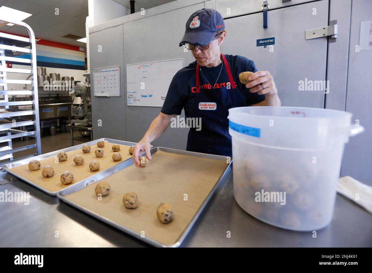 Amy Samples, head pastry chef, makes a batch of chocolate chip cookies ...