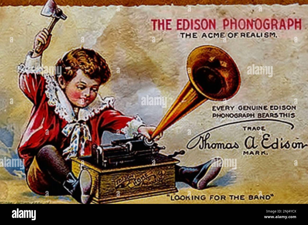 THOMAS EDISON (1847-10931) American inventor and businessman. An advert for his Phonograph about 1885 Stock Photo