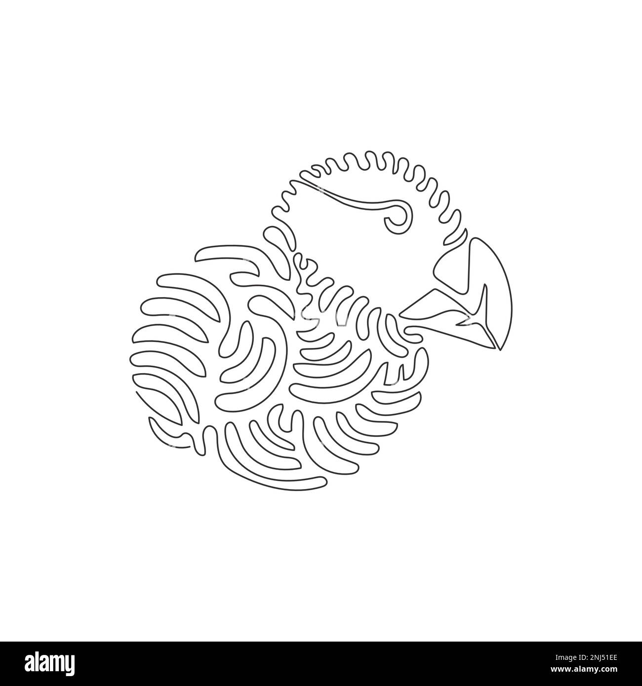 Single one line drawing of cute puffin. Continuous line drawing design vector illustration of around the beak, there is a horn skin Stock Vector