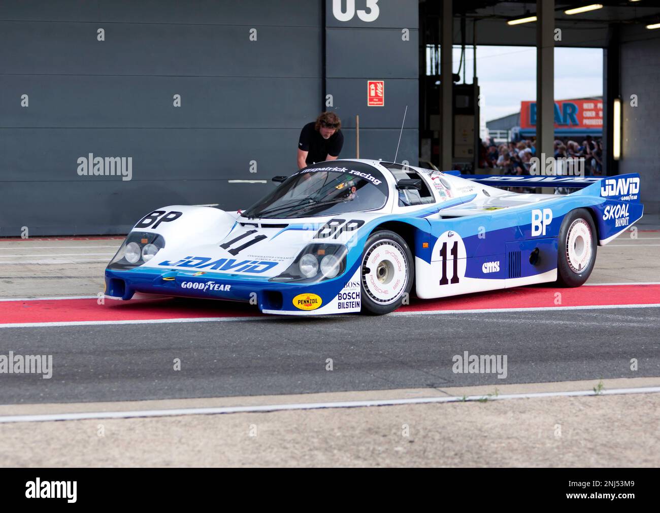 A 1983, Porsche 956, in a special track demonstration, Celebrating 40 years of Group C, at the Silverstone Classic 2022 Stock Photo