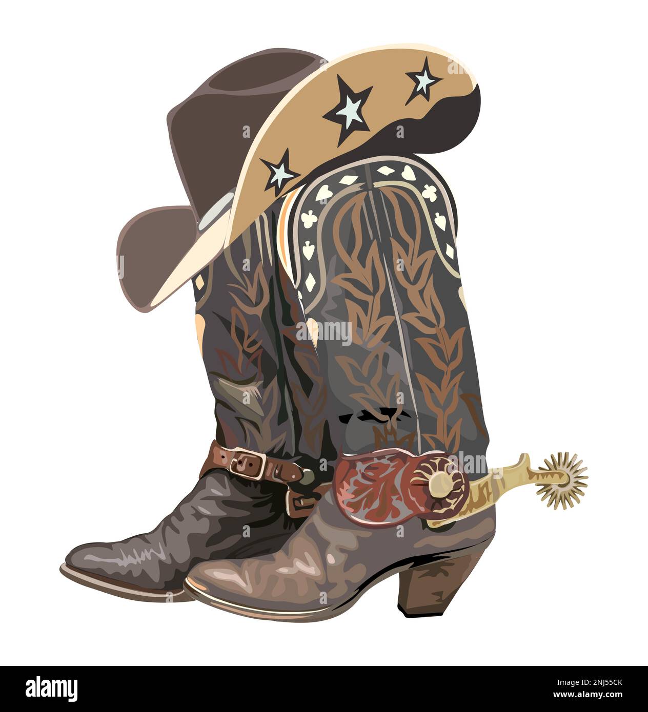 Western cowboy boots and hat vector illustration Stock Vector Image