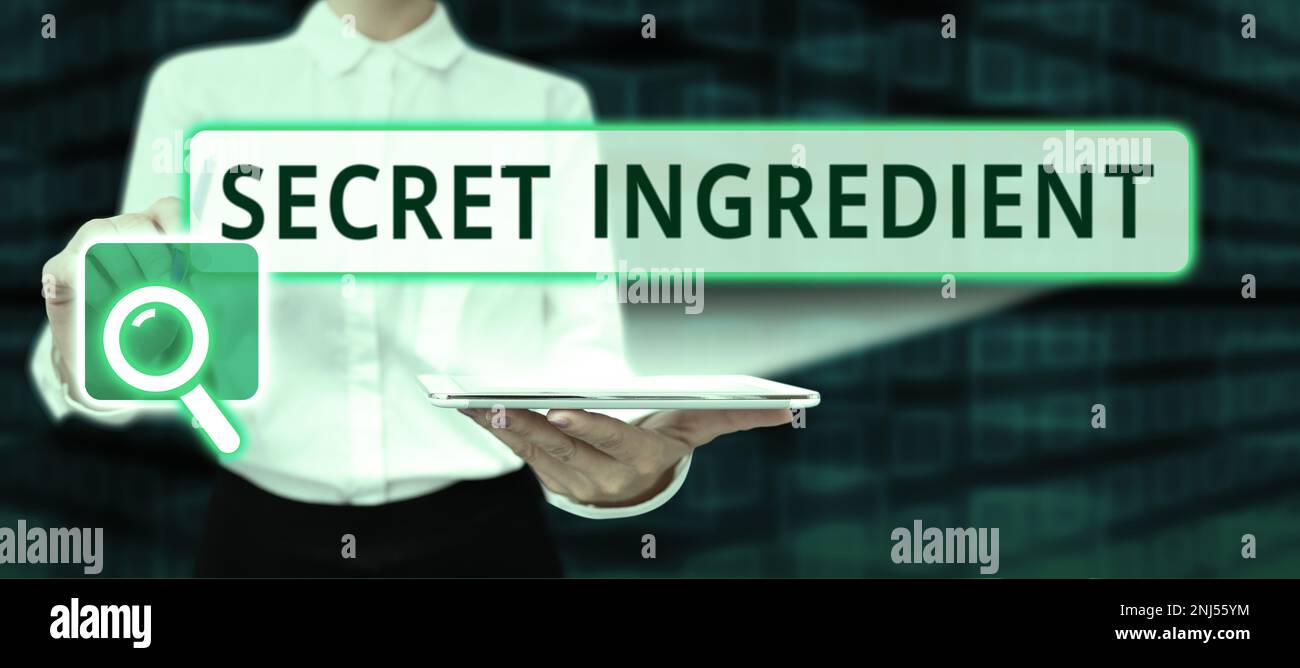 Conceptual display Secret Ingredient. Business idea special technique 