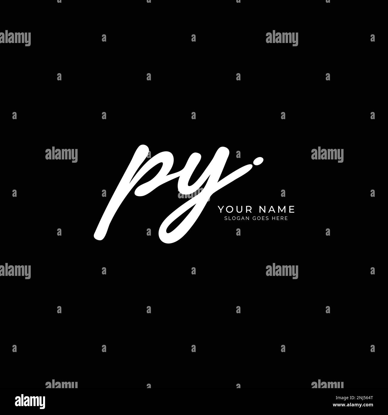 P, Y, PY Initial letter handwriting and signature vector logo Stock Vector