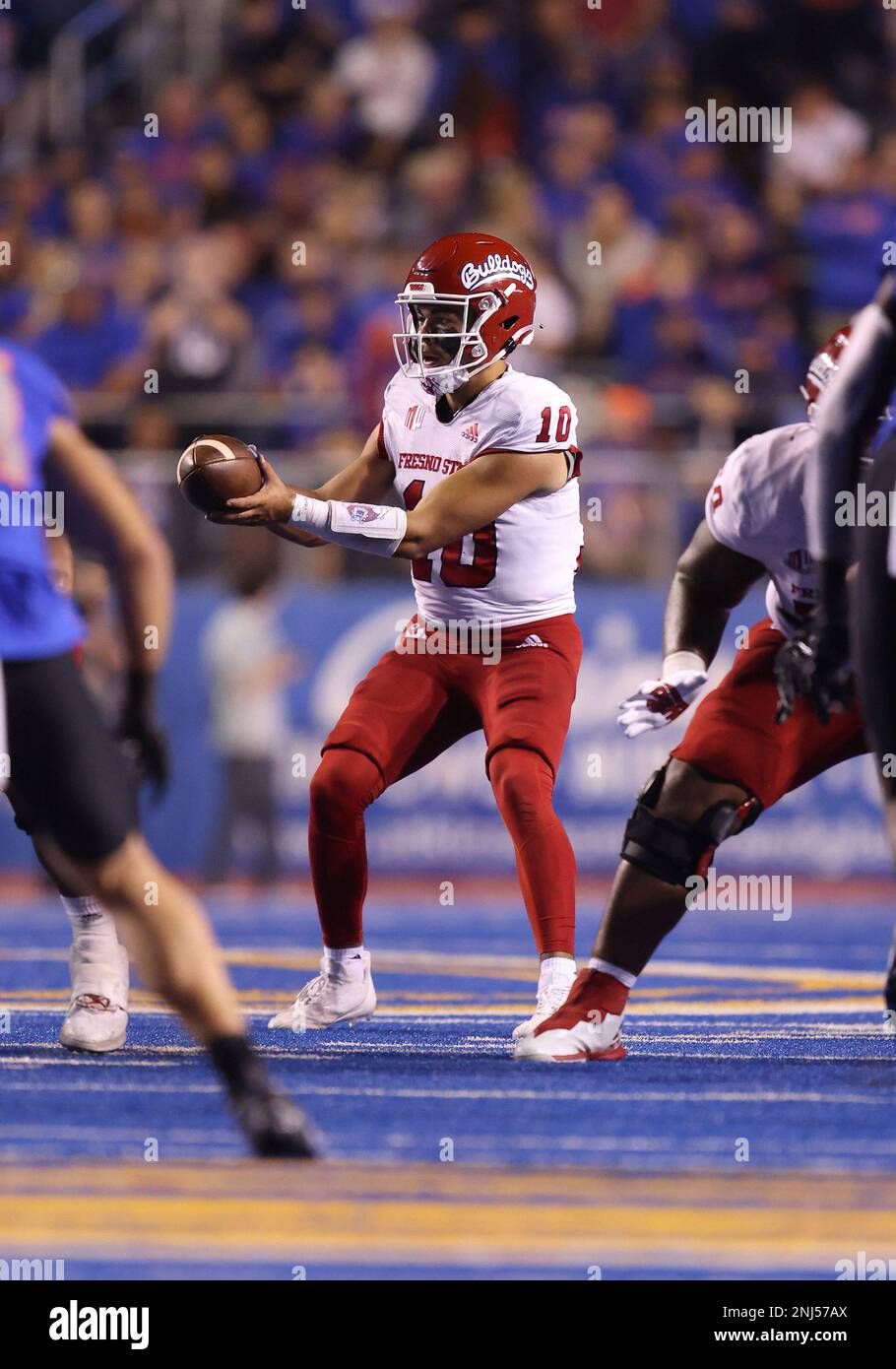 BOISE, ID OCTOBER 08 Fresno State Bulldogs quarterback Logan Fife (10) in action during a