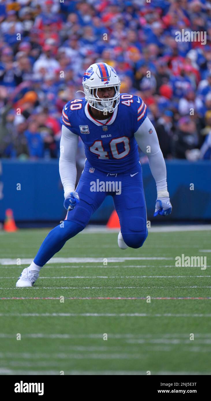 Oct 9th, 2022: Von Miller #40 during the Pittsburgh Steelers vs Buffalo  Bills game in Orchard Park, New York at Highmark Stadium. Jason Pohuski/CSM  (Credit Image: © Jason Pohuski/CSM via ZUMA Press