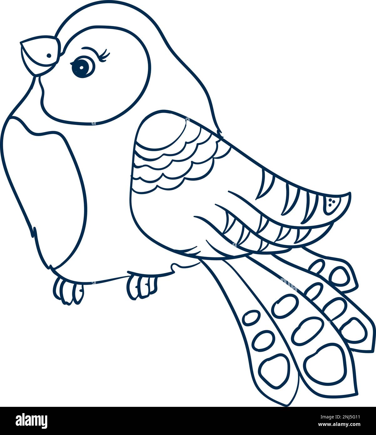 Little bird in cartoon style, hand drawing, Sketch doodle monochrome ...