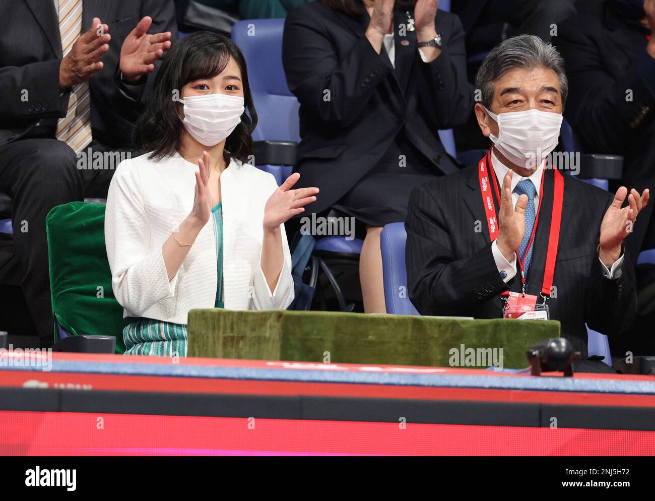 Japanese Princess Kako of Akishino watches the men's final match of