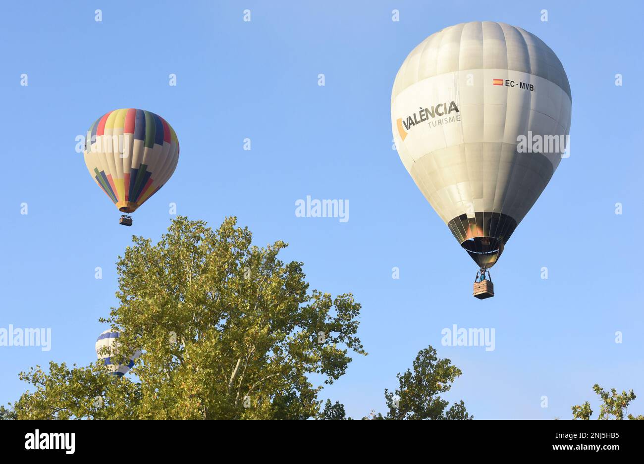 Two balloons fly during the Hot Air Balloon Festival, on October 9