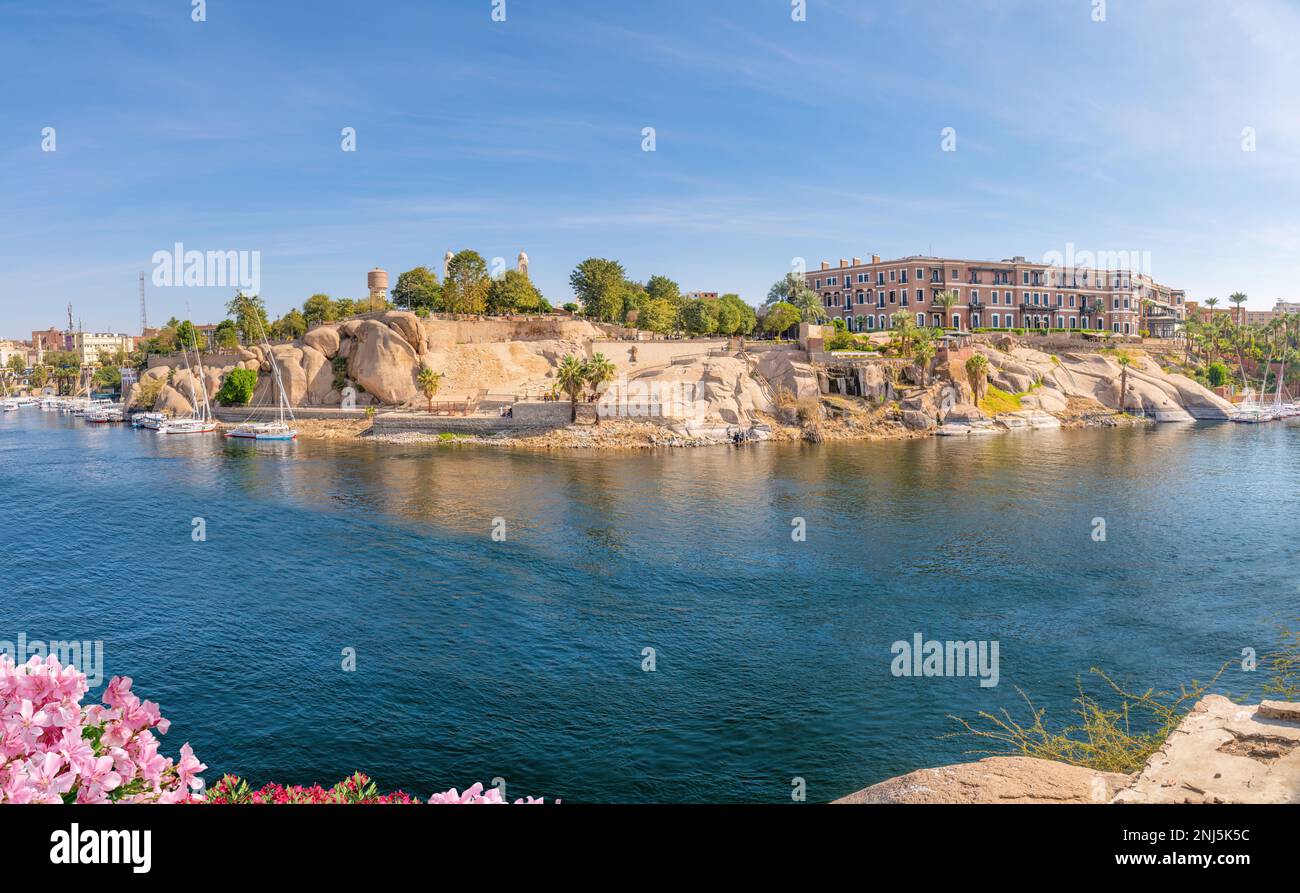 Aswan, Egypt;February 15, 2023 - A view of the Sofitel Legend Old Cataract Hotel in Aswan, Egypt Stock Photo