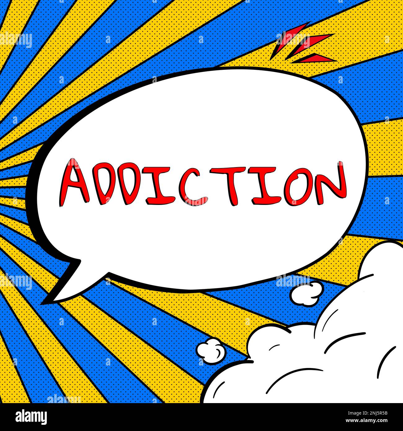 Text caption presenting Addiction. Word Written on condition of being ...