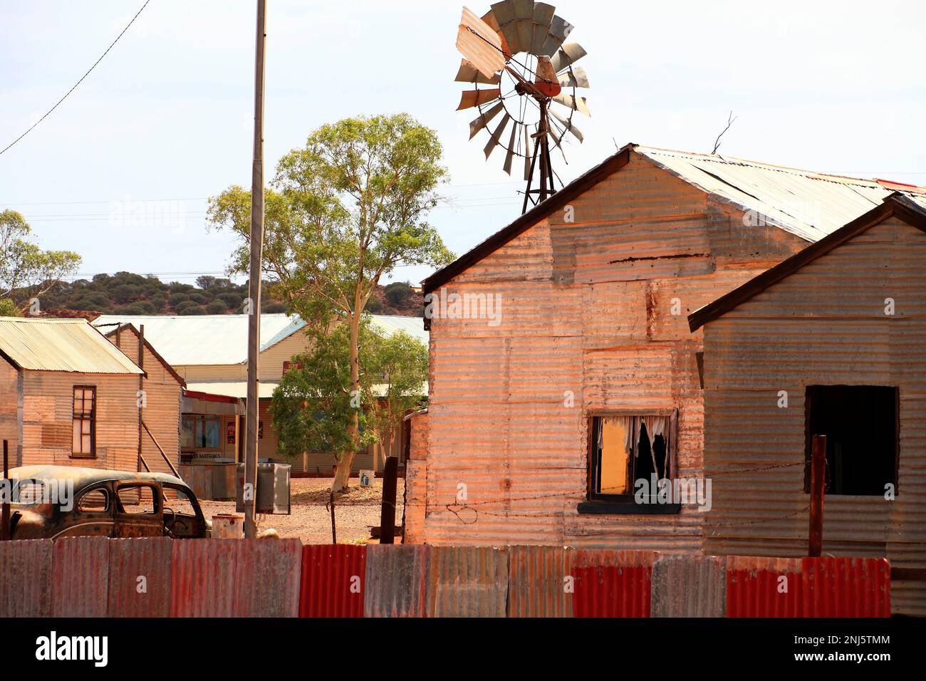 Iron clad building, Gwalia historical gold mining town, Leonora, Western Australia Stock Photo