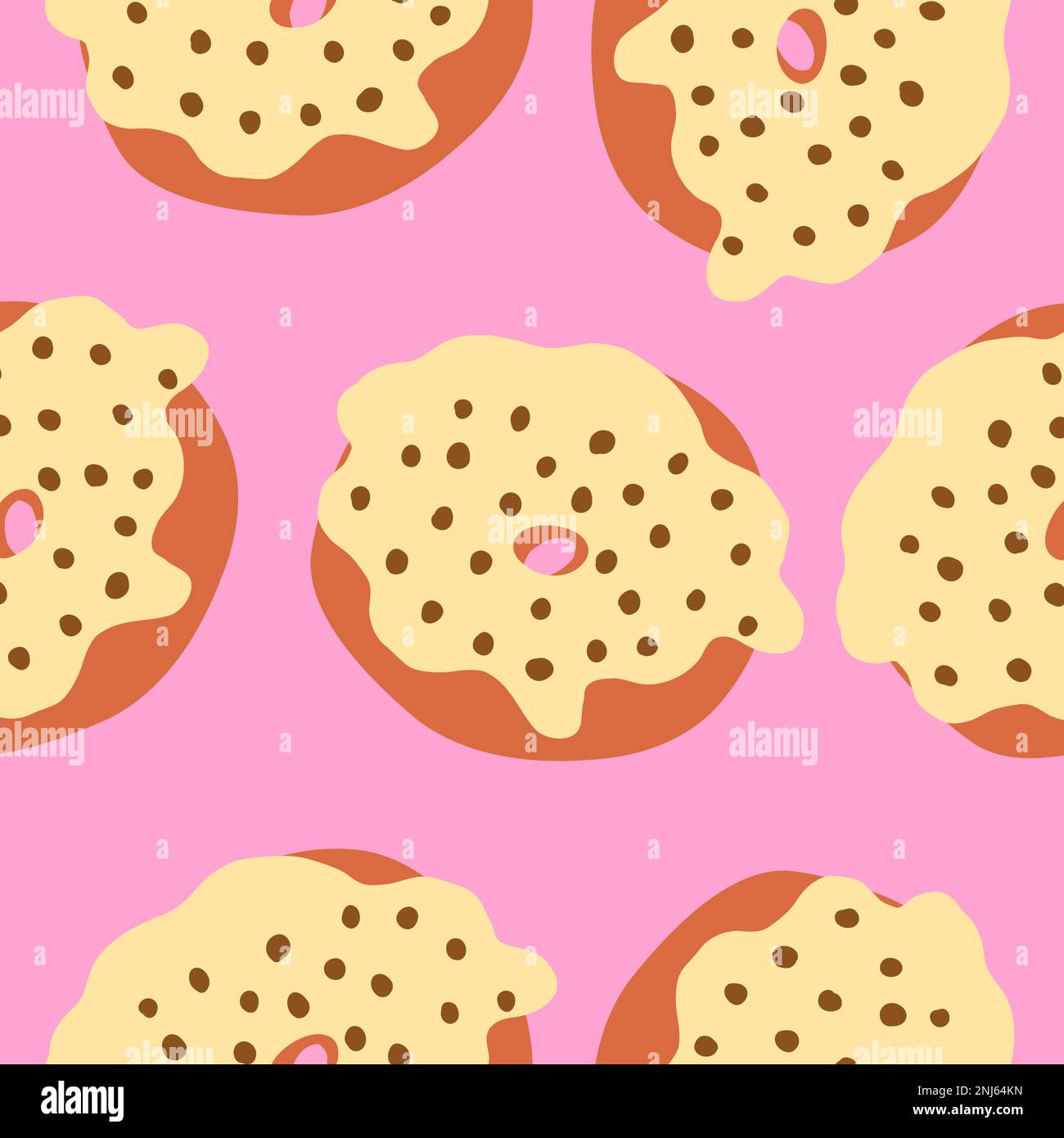 Donuts pattern. Vector illustration in cartoon flat style isolated on ...
