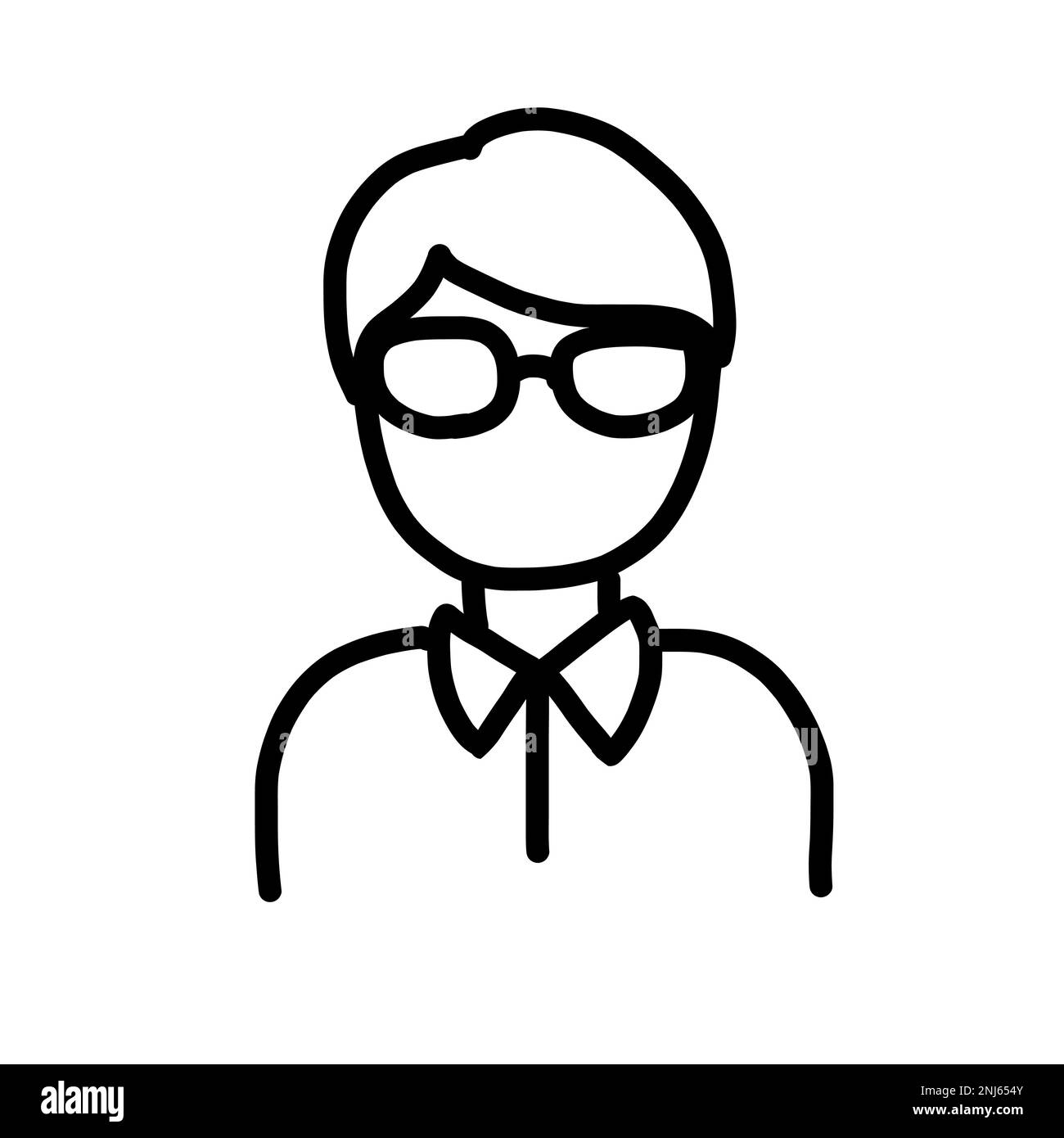 Student icon in cartoon outline doodle style. Vector illustration ...