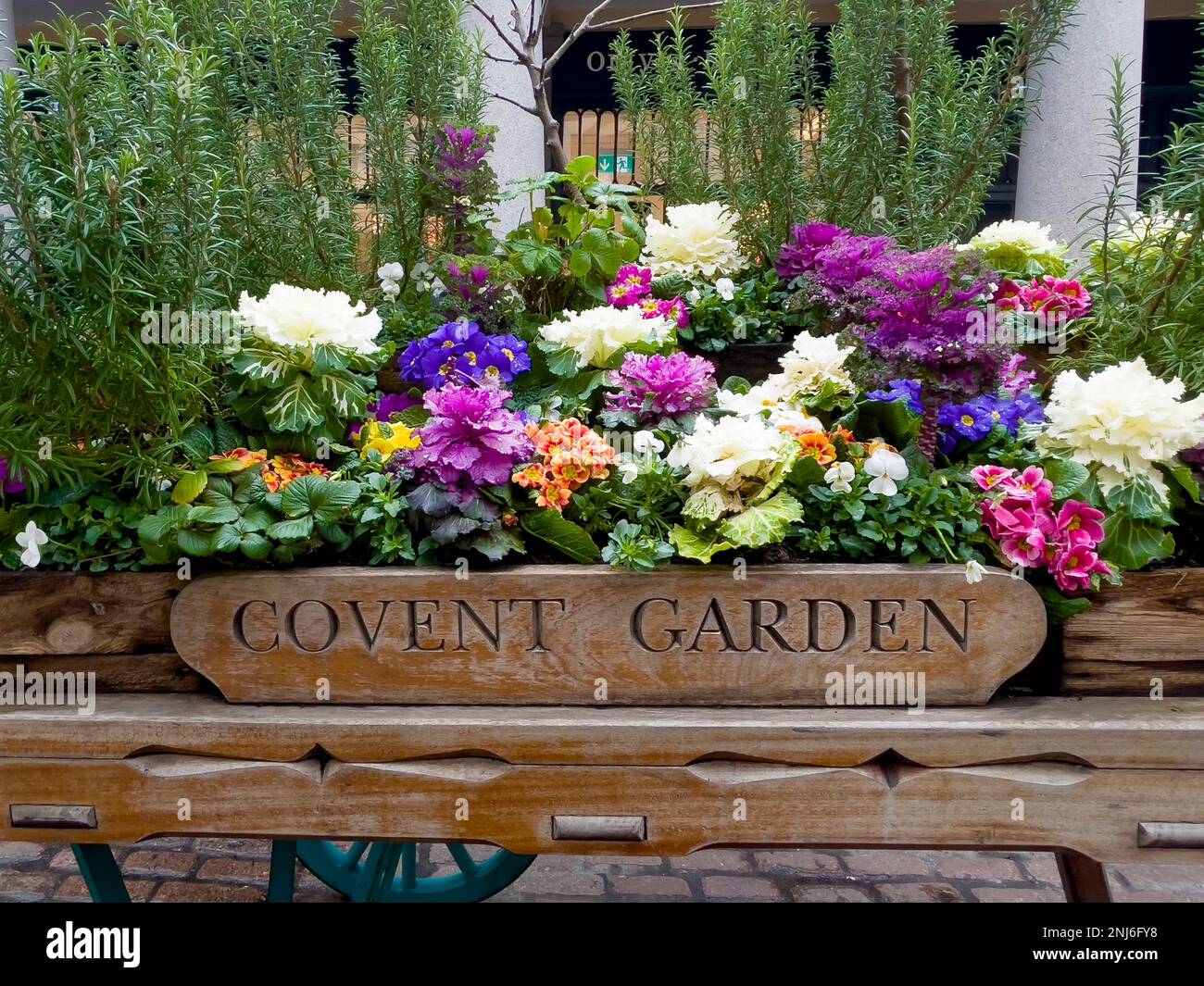 Floral display (2023)  in the original Covent Garden a famous tourist attraction and shopping centre in central London, England, UK Stock Photo