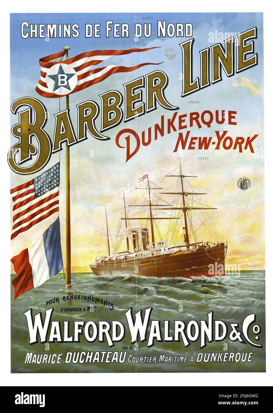 Victorian Advertising Illustration for travel across the Atlantic Circa