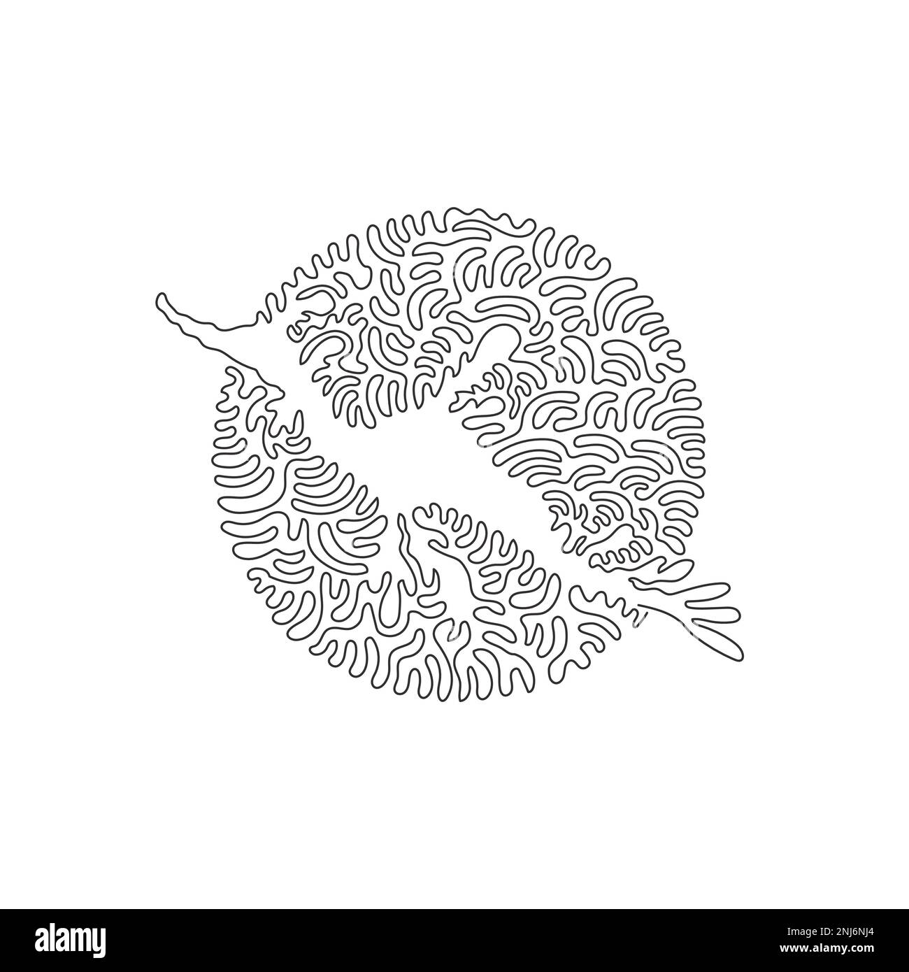 Continuous curve one line drawing of pretty seadragon abstract art in circle. Single line editable stroke vector illustration of marine creature Stock Vector