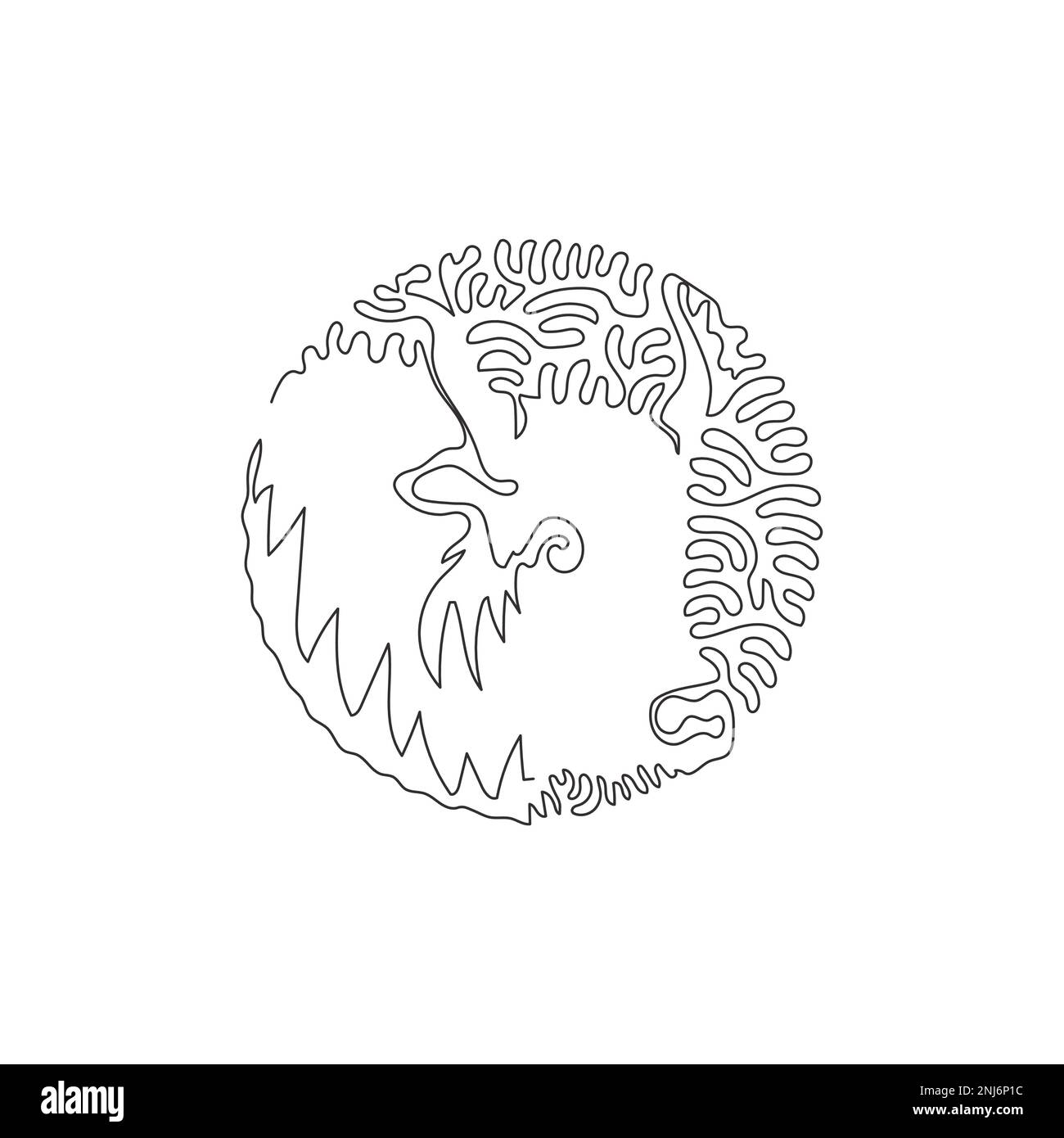Continuous one curve line drawing of yak herbivore mammals abstract art