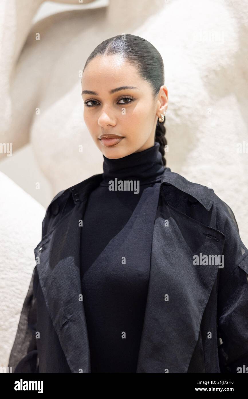 Milan, February 22, 2023. Exclusive - Jamilla Strand poses after Del