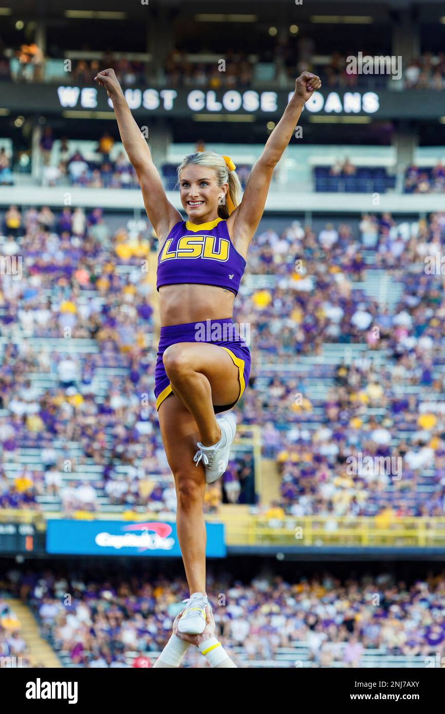 BATON ROUGE, LA - SEPTEMBER 24: the LSU Tigers cheerleaders entertain ...