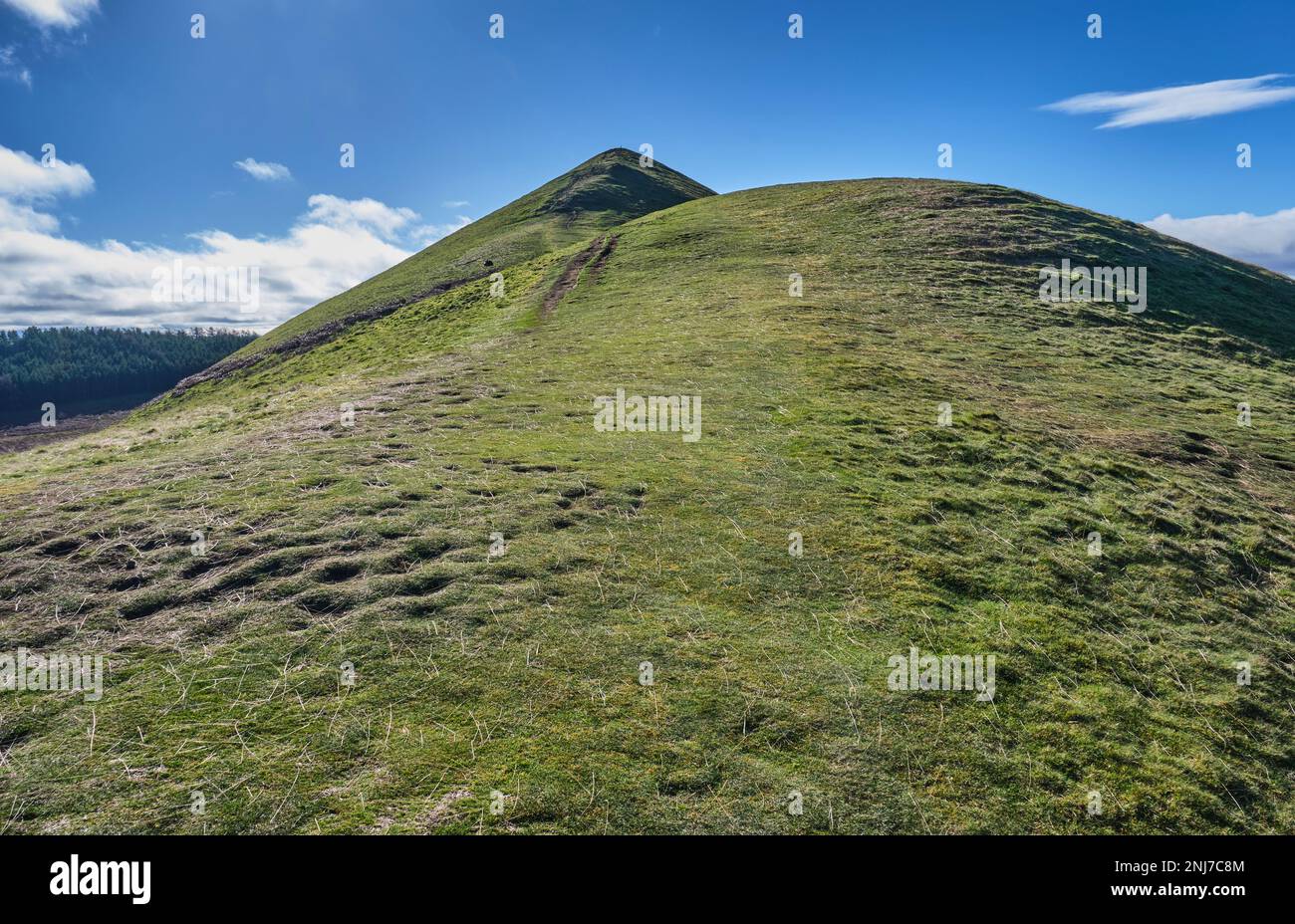 Looking up to the summit of The Lawley, near Church Stretton, Shropshire Stock Photo