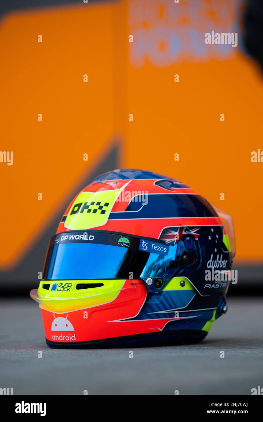 The helmet of Oscar Piastri (AUS) McLaren. 22.02.2023. Formula 1 ...