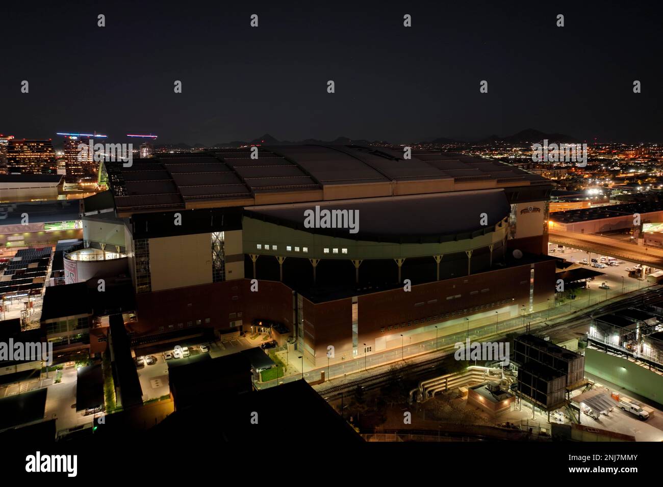 A general overall aerial view of Chase Field at night, Tuesday, Sept