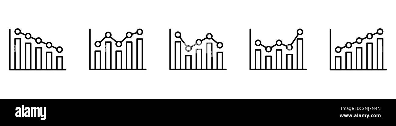 Set of growing bar graph icon in black on a white background Stock ...