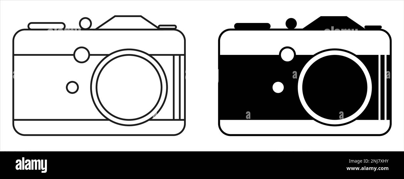 Camera icons. Photo camera in flat and line art style Stock Vector ...