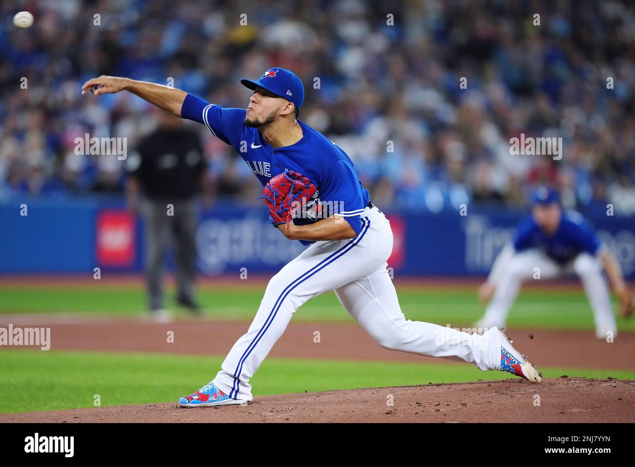 Toronto Blue Jays starting pitcher Jose Berrios throws during the