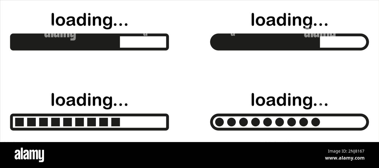 Set of vector loading icons. loading bar progress icon. Download